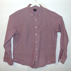J Crew Men Long Sleeve Shirt XL Cotton Red Check